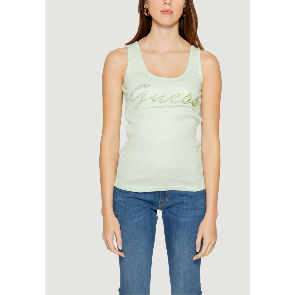 Guess Turquoise Cotton Tops & Women's T-Shirt