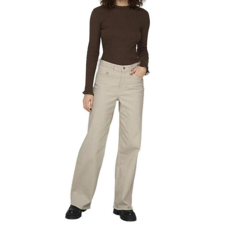 Only Beige Cotton Jeans & Women's Pant