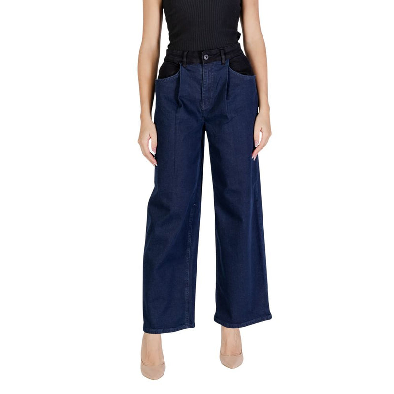 ICHI Blue Cotton Jeans & Women's Pant