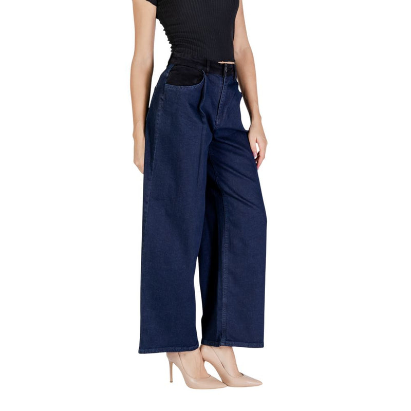 ICHI Blue Cotton Jeans & Women's Pant