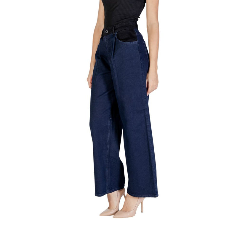 ICHI Blue Cotton Jeans & Women's Pant