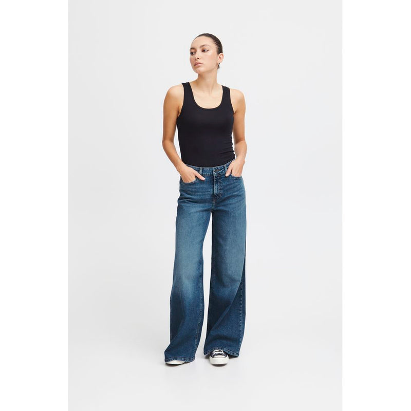 ICHI Blue Cotton Jeans & Women's Pant