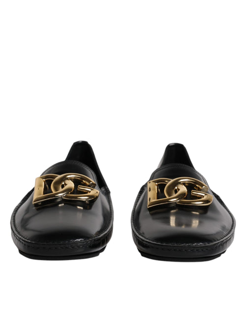 Dolce & Gabbana Black Leather DG Logo Loafer Men Dress Men's Shoes (Pre-Owned)