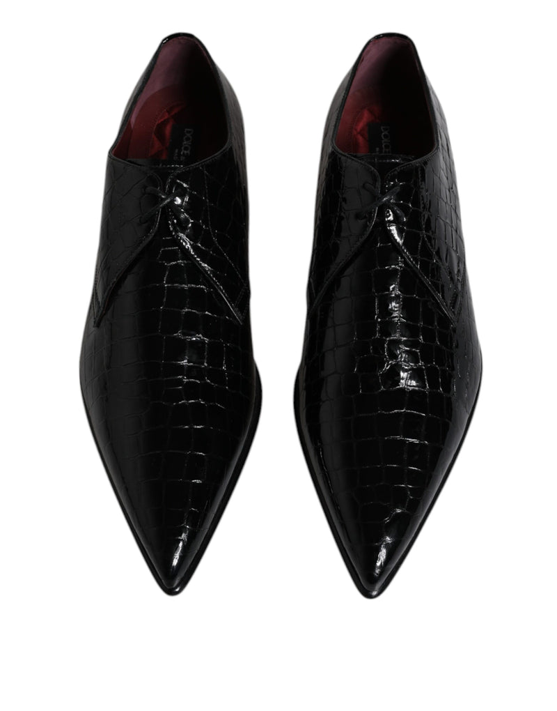 Dolce & Gabbana Black Exotic Leather Mens Derby Formal Men's Shoes