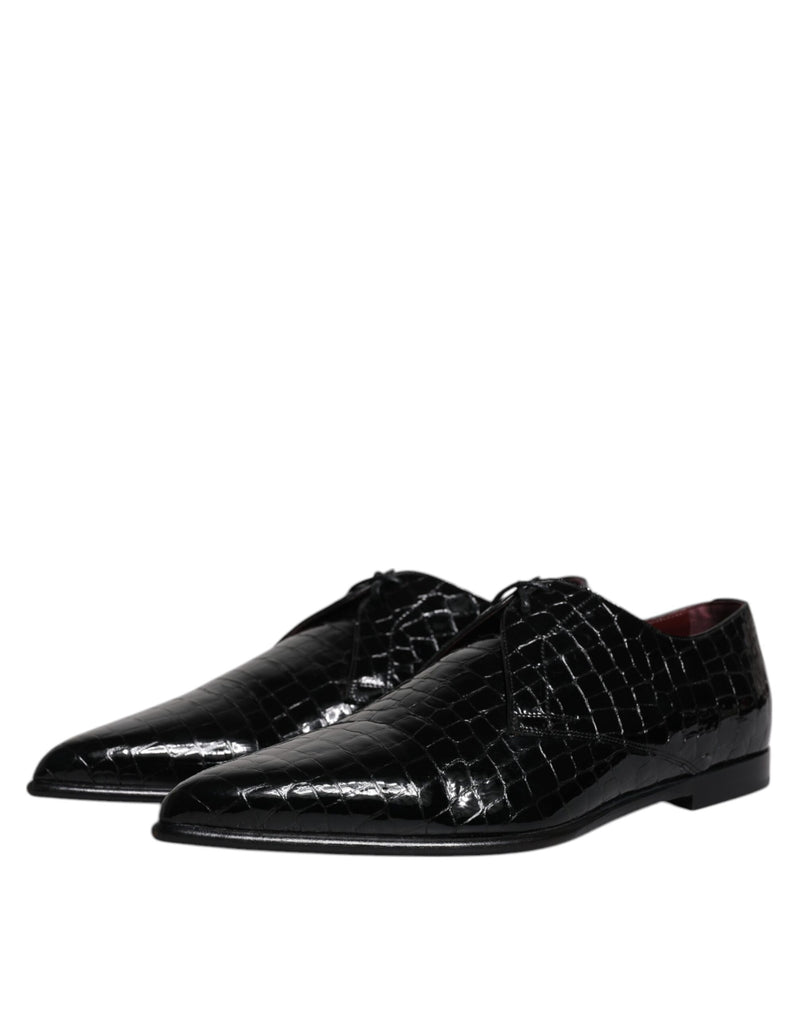 Dolce & Gabbana Black Exotic Leather Mens Derby Formal Men's Shoes