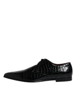 Dolce & Gabbana Black Exotic Leather Mens Derby Formal Men's Shoes