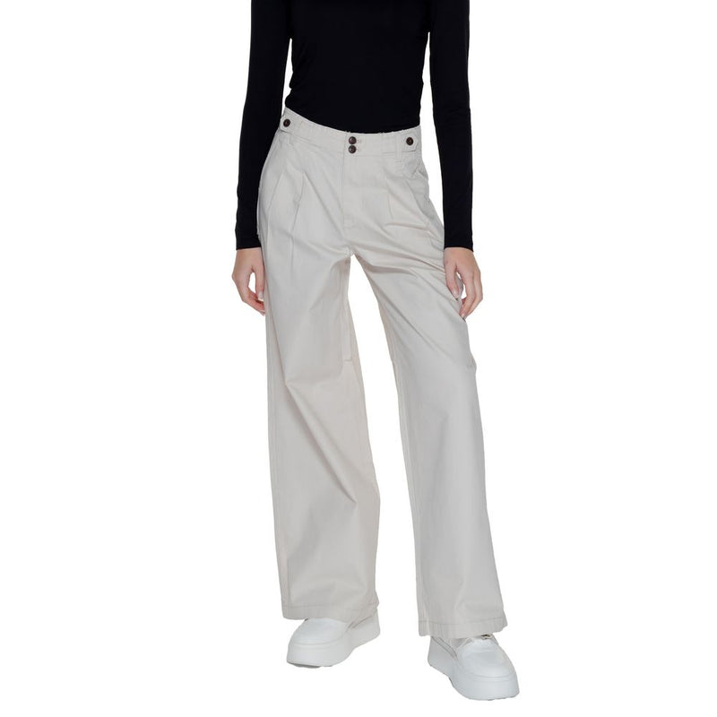 Only Beige Cotton Jeans & Women's Pant