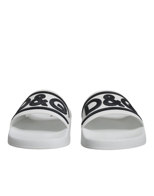 Dolce & Gabbana White Black Sandals Rubber Beachwear Men's Shoes (Pre-Owned)