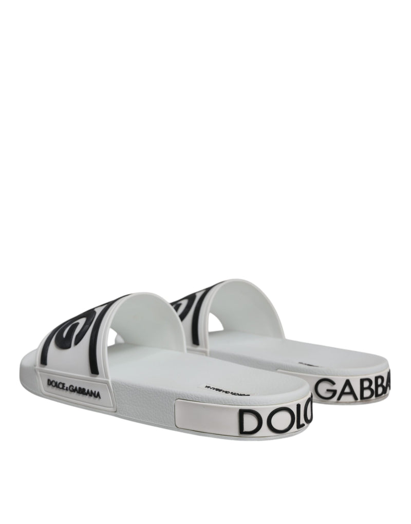 Dolce & Gabbana White Black Sandals Rubber Beachwear Men's Shoes (Pre-Owned)