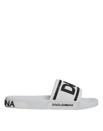 Dolce & Gabbana White Black Sandals Rubber Beachwear Men's Shoes (Pre-Owned)