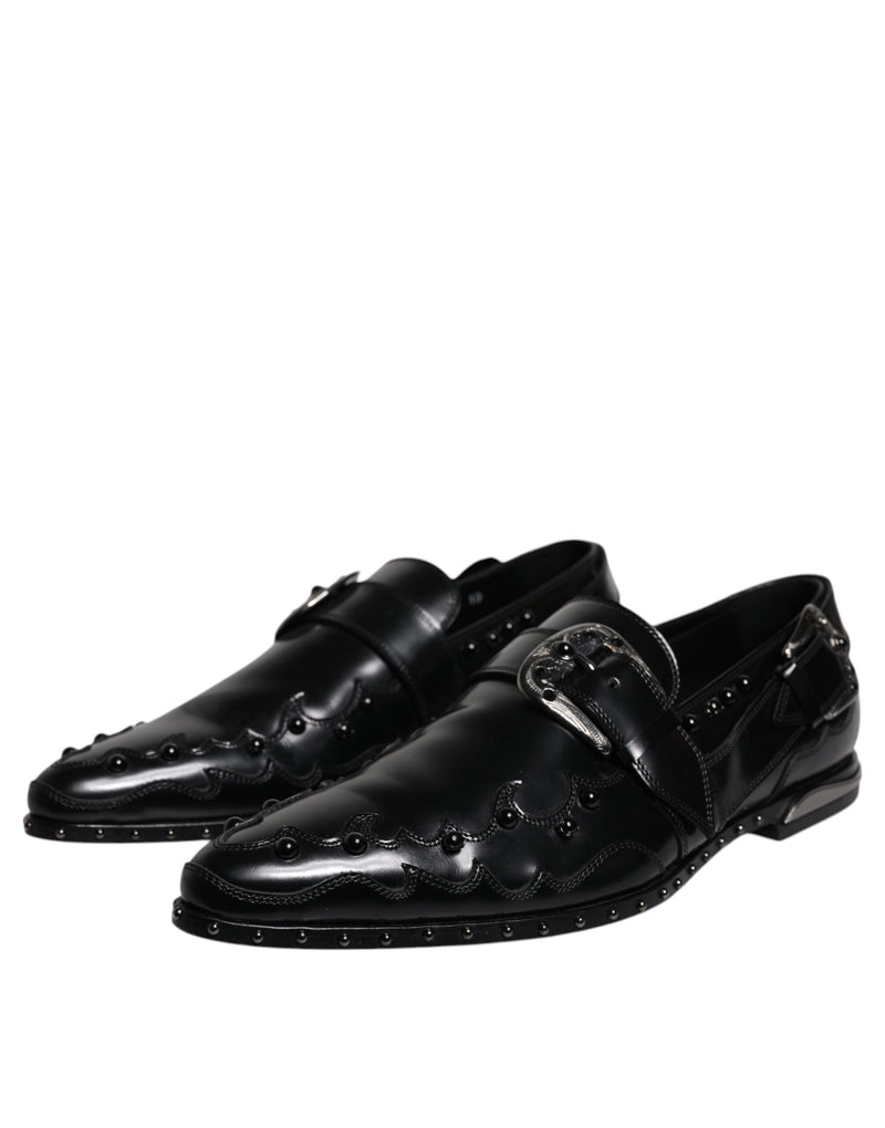 Dolce & Gabbana Black Embellished Derby Monk Strap Men's Shoes (Pre-Owned)