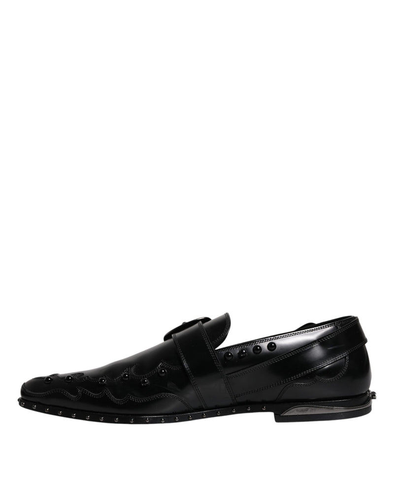 Dolce & Gabbana Black Embellished Derby Monk Strap Men's Shoes (Pre-Owned)