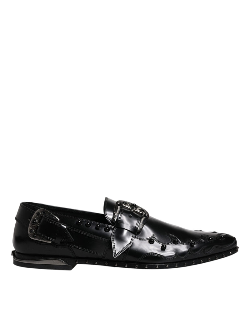 Dolce & Gabbana Black Embellished Derby Monk Strap Men's Shoes (Pre-Owned)