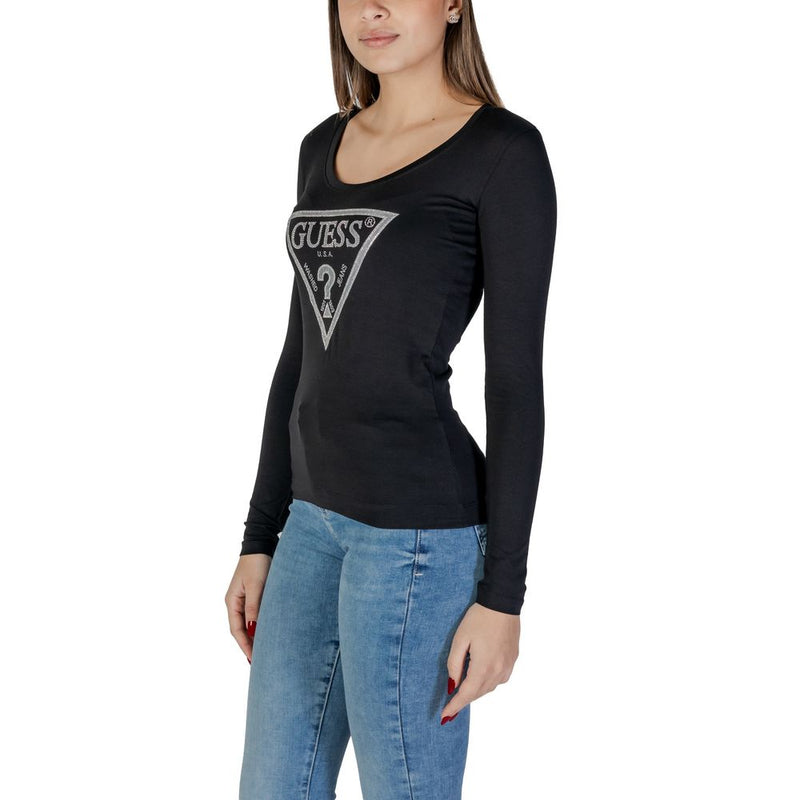 Guess Black Cotton Tops & Women's T-Shirt