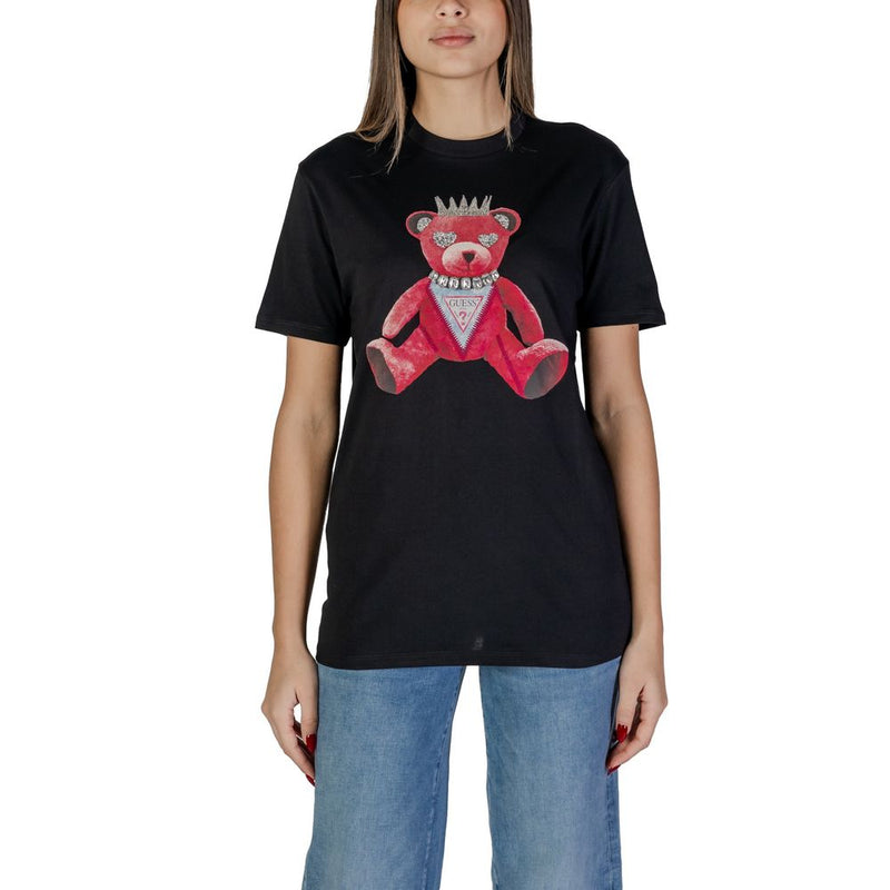 Guess Black Cotton Tops & Women's T-Shirt