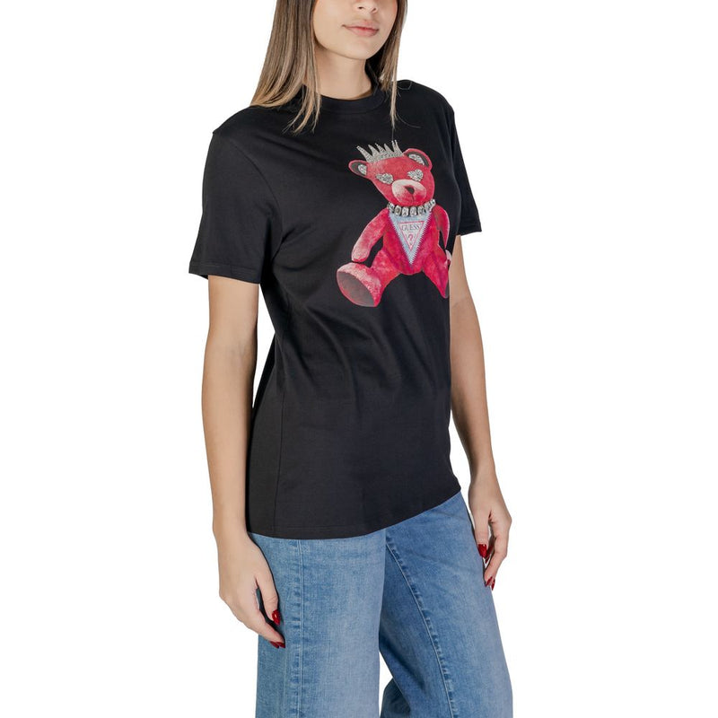 Guess Black Cotton Tops & Women's T-Shirt