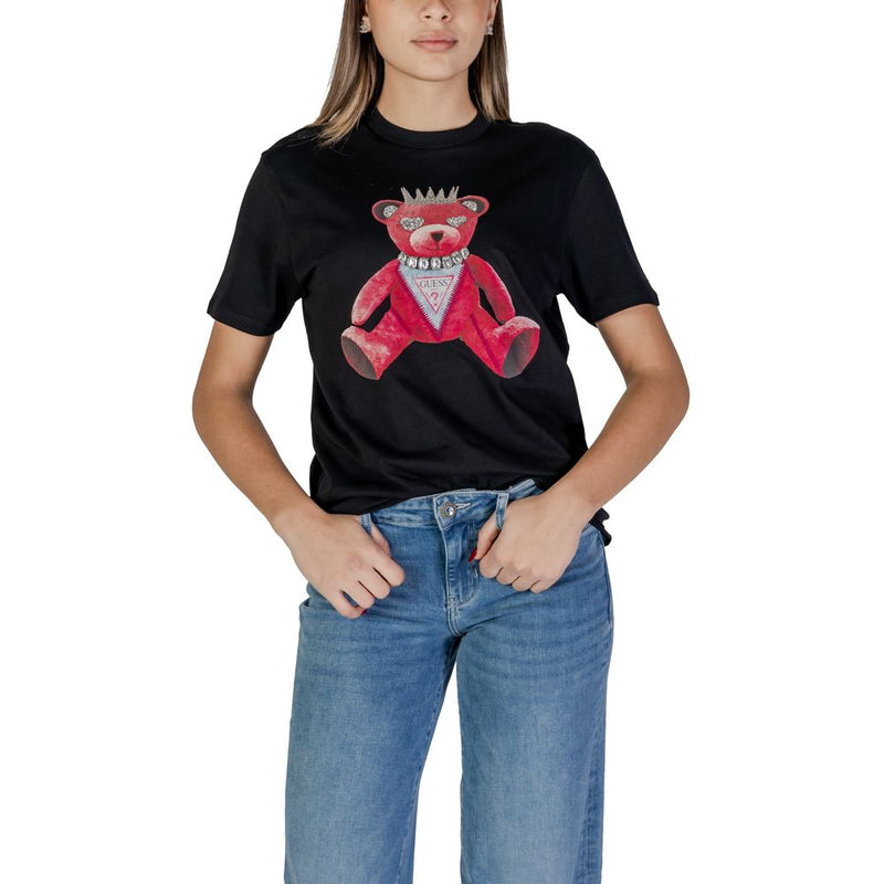 Guess Black Cotton Tops & Women's T-Shirt