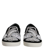 Dolce & Gabbana Black Embellished London Men Slip On Men's Shoes