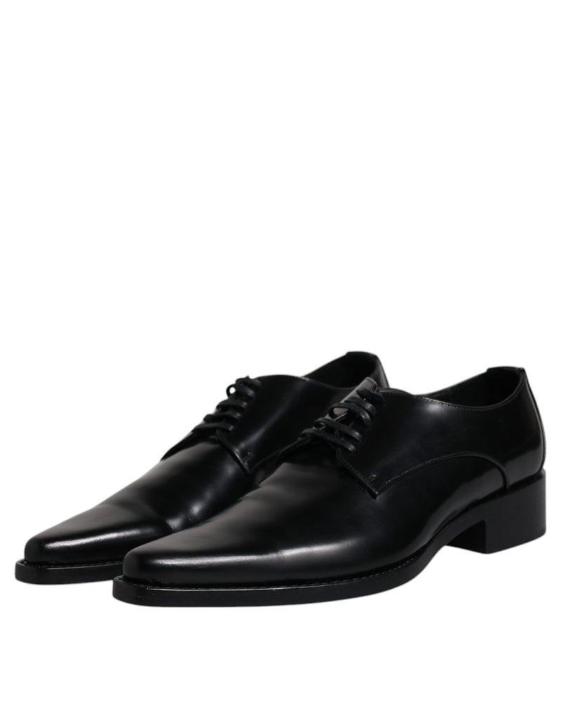 Dolce & Gabbana Black Patent Leather Derby Men Dress Men's Shoes (Pre-Owned)