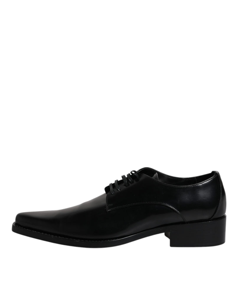 Dolce & Gabbana Black Patent Leather Derby Men Dress Men's Shoes (Pre-Owned)