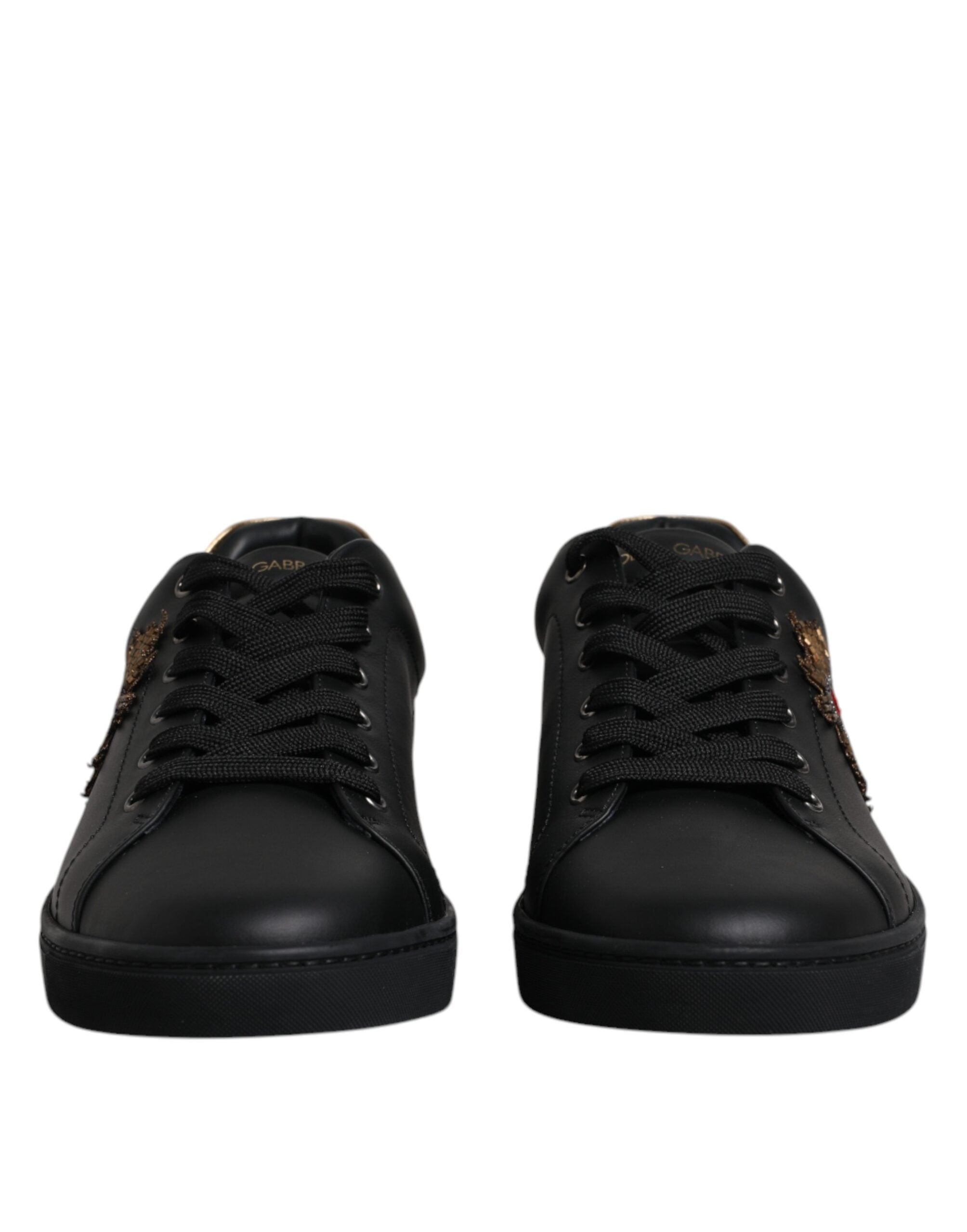 Dolce & Gabbana Black Leather London Heart Men Sneakers Men's Shoes