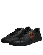 Dolce & Gabbana Black Leather London Heart Men Sneakers Men's Shoes