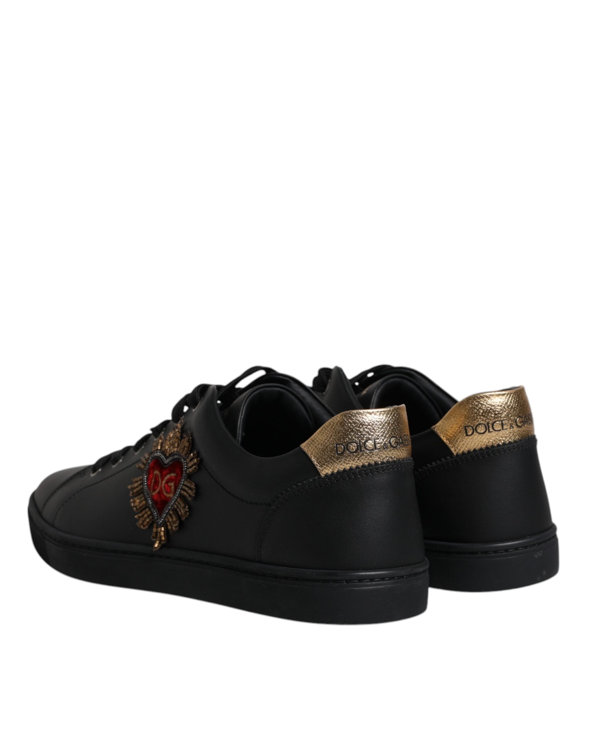 Dolce & Gabbana Black Leather London Heart Men Sneakers Men's Shoes