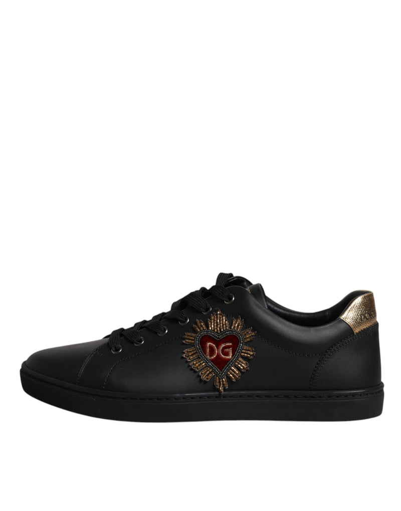 Dolce & Gabbana Black Leather London Heart Men Sneakers Men's Shoes