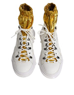 Dolce & Gabbana White Nylon Galileo High Top Sneakers Men's Shoes (Pre-Owned)