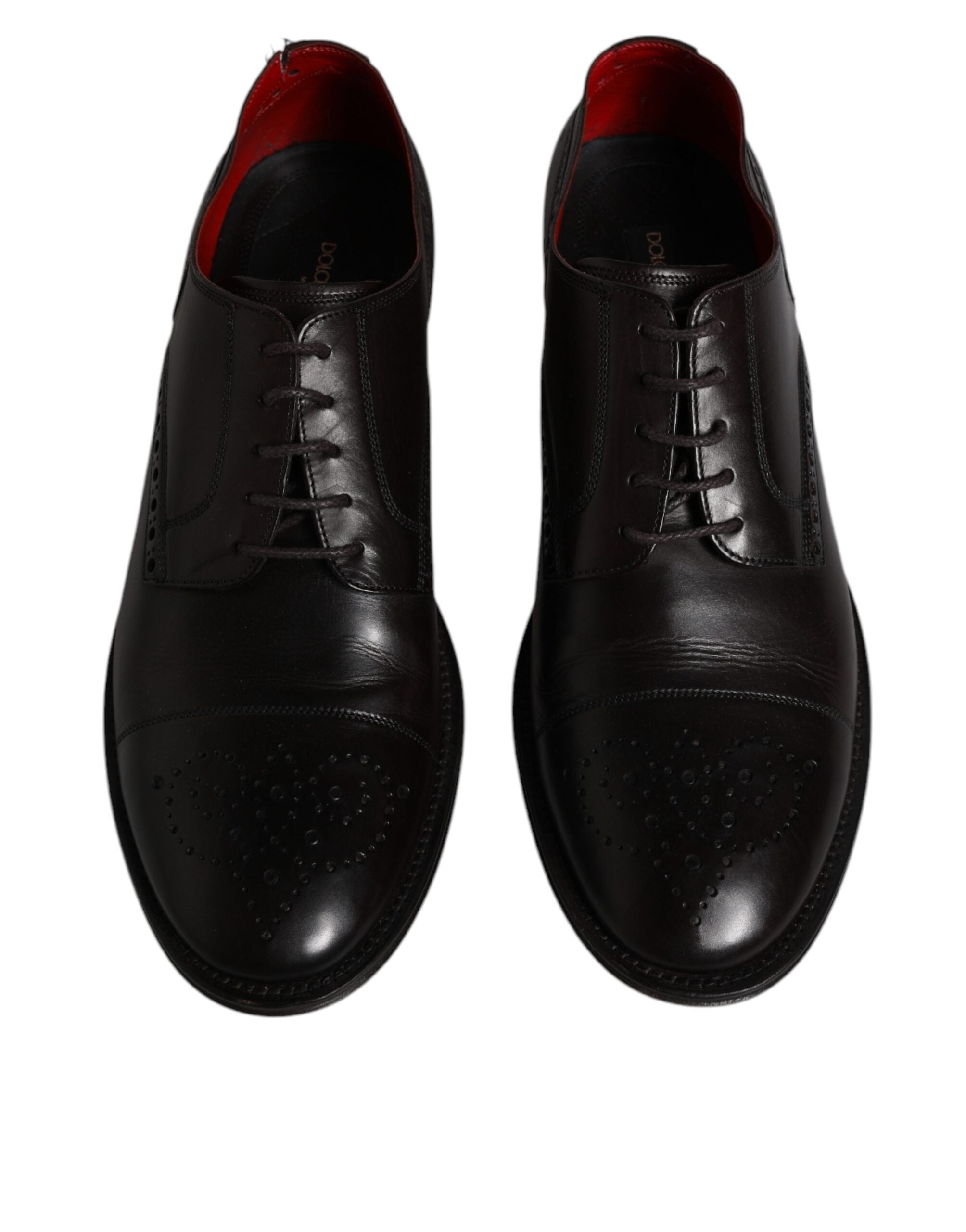 Dolce & Gabbana Black Calfskin Leather Derby Men Dress Men's Shoes (Pre-Owned)