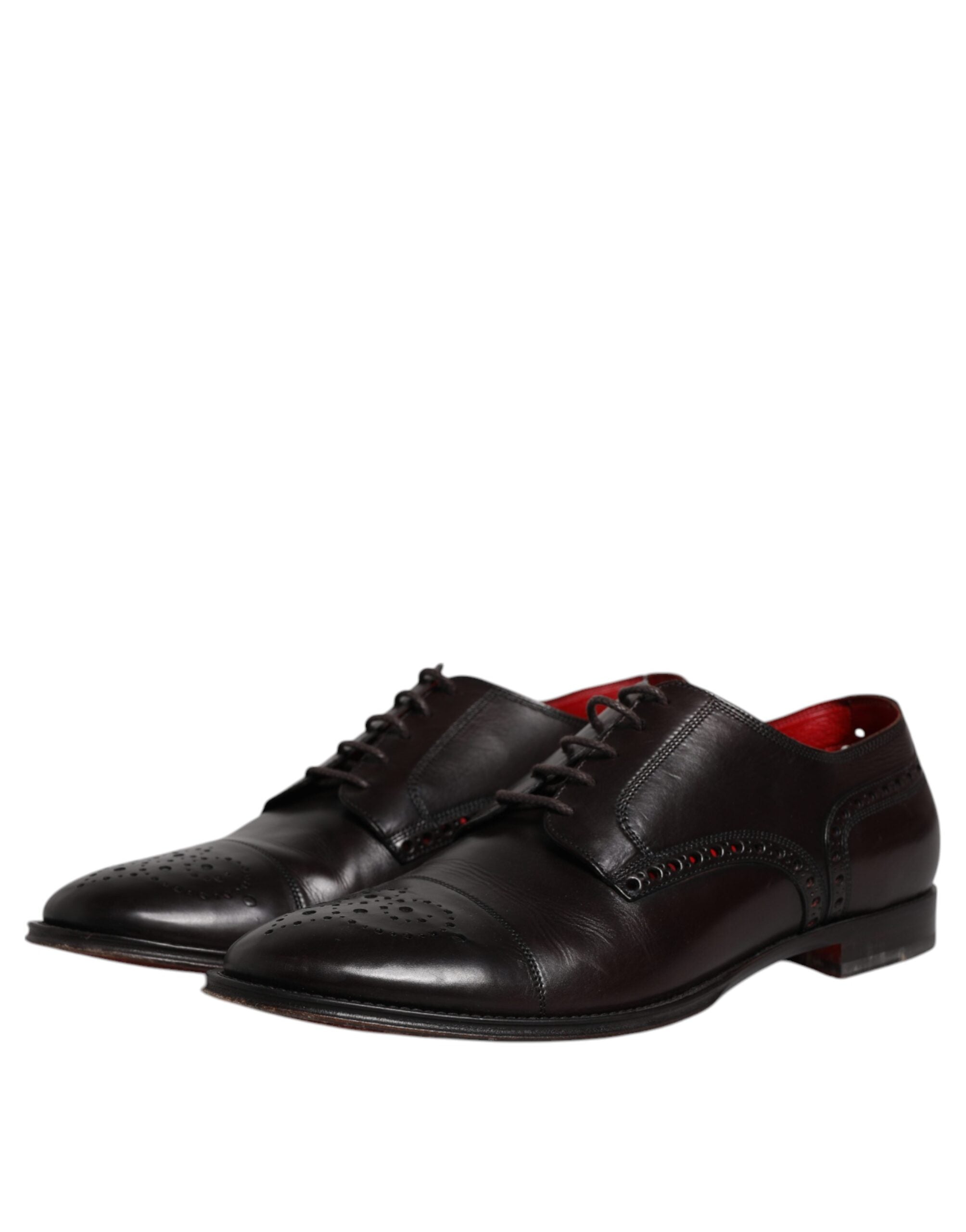 Dolce & Gabbana Black Calfskin Leather Derby Men Dress Men's Shoes (Pre-Owned)