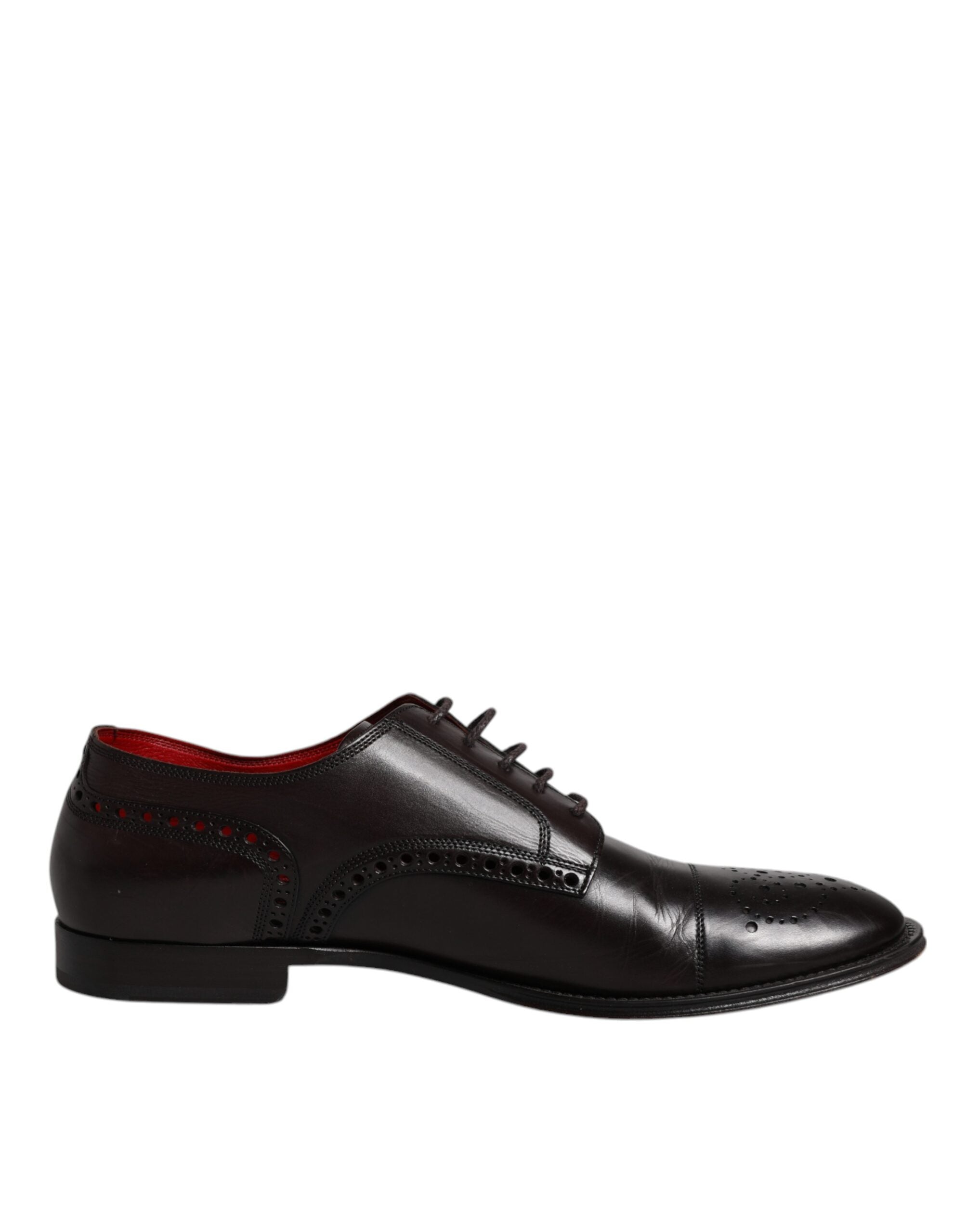 Dolce & Gabbana Black Calfskin Leather Derby Men Dress Men's Shoes (Pre-Owned)