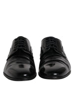 Dolce & Gabbana Black Patent Leather Derby Men Dress Men's Shoes (Pre-Owned)