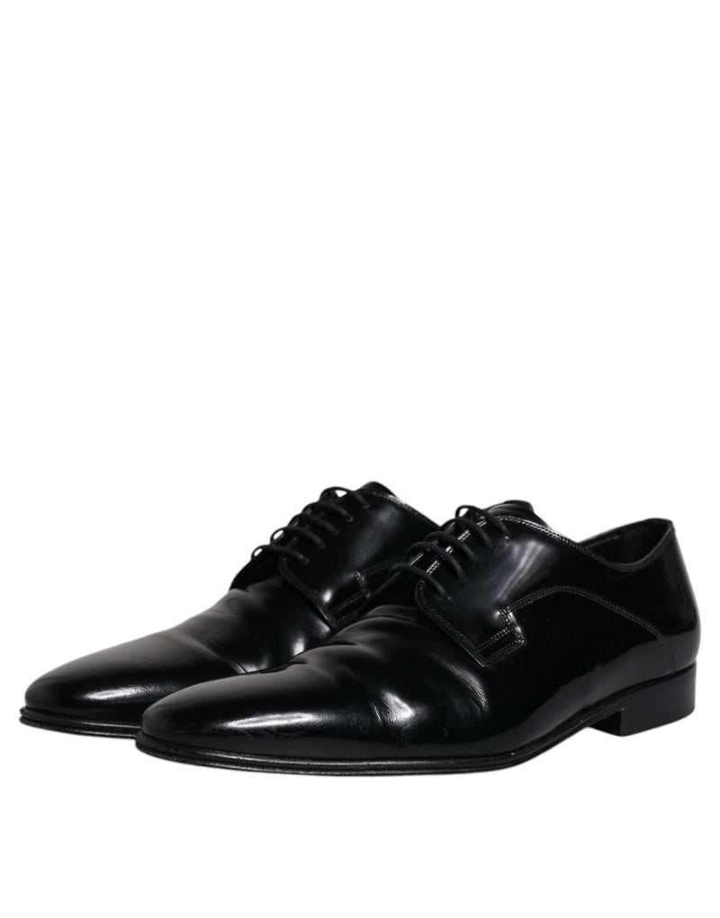 Dolce & Gabbana Black Patent Leather Derby Men Dress Men's Shoes (Pre-Owned)