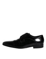 Dolce & Gabbana Black Patent Leather Derby Men Dress Men's Shoes (Pre-Owned)