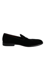 Dolce & Gabbana Black Velvet Loafers Formal Men Dress Men's Shoes (Pre-Owned)