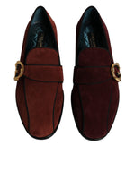 Dolce & Gabbana Bordeaux Suede Loafers Formal Men Dress Men's Shoes (Pre-Owned)