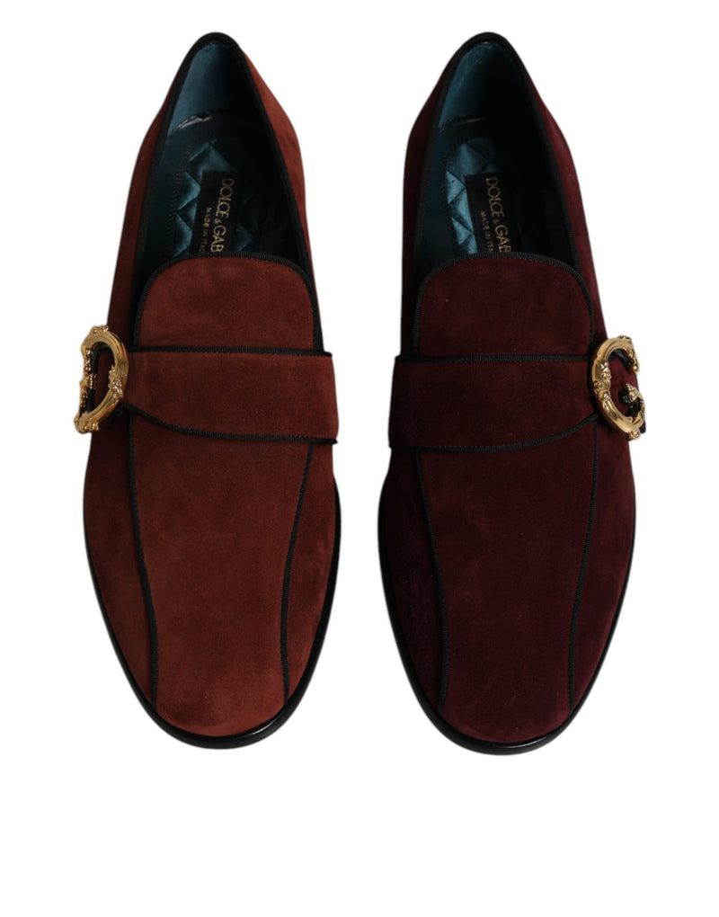 Dolce & Gabbana Bordeaux Suede Loafers Formal Men Dress Men's Shoes (Pre-Owned)