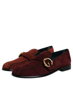 Dolce & Gabbana Bordeaux Suede Loafers Formal Men Dress Men's Shoes (Pre-Owned)