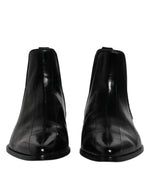 Dolce & Gabbana Black Leather Chelsea Men Ankle Boots Men's Shoes