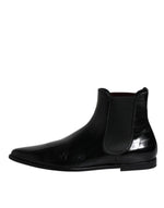 Dolce & Gabbana Black Leather Chelsea Men Ankle Boots Men's Shoes