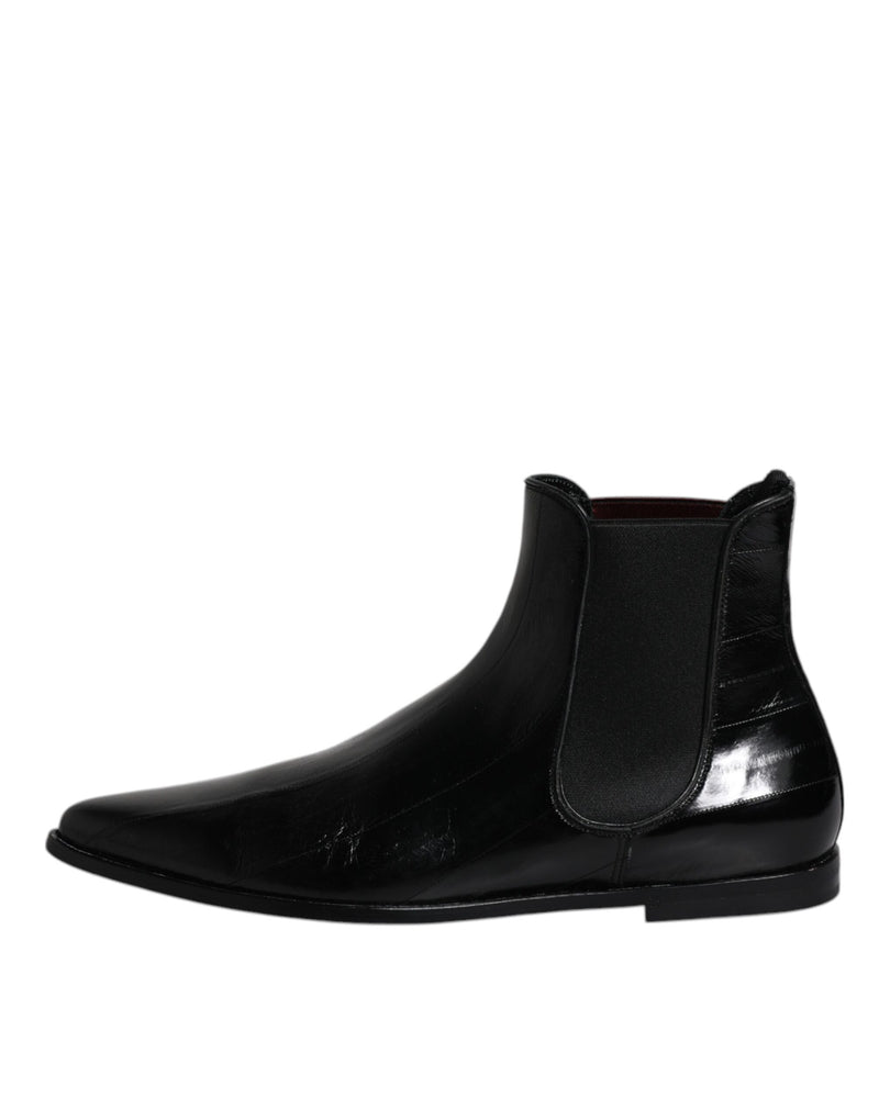 Dolce & Gabbana Black Leather Chelsea Men Ankle Boots Men's Shoes