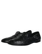 Dolce & Gabbana Black Woven Leather Slip On Loafers Men's Shoes (Pre-Owned)