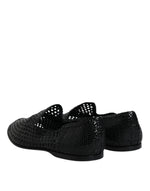 Dolce & Gabbana Black Woven Leather Slip On Loafers Men's Shoes (Pre-Owned)