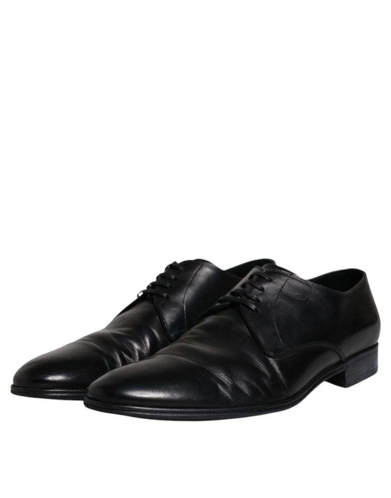 Dolce & Gabbana Black Patent Leather Derby Men Dress Men's Shoes (Pre-Owned)