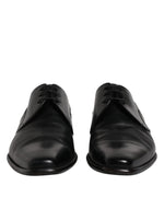 Dolce & Gabbana Black Leather Derby Men Formal Dress Men's Shoes (Pre-Owned)