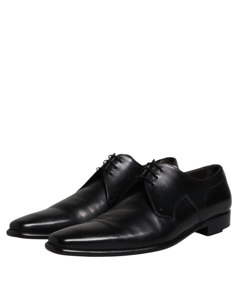 Dolce & Gabbana Black Leather Derby Men Formal Dress Men's Shoes (Pre-Owned)