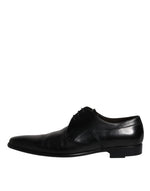 Dolce & Gabbana Black Leather Derby Men Formal Dress Men's Shoes (Pre-Owned)