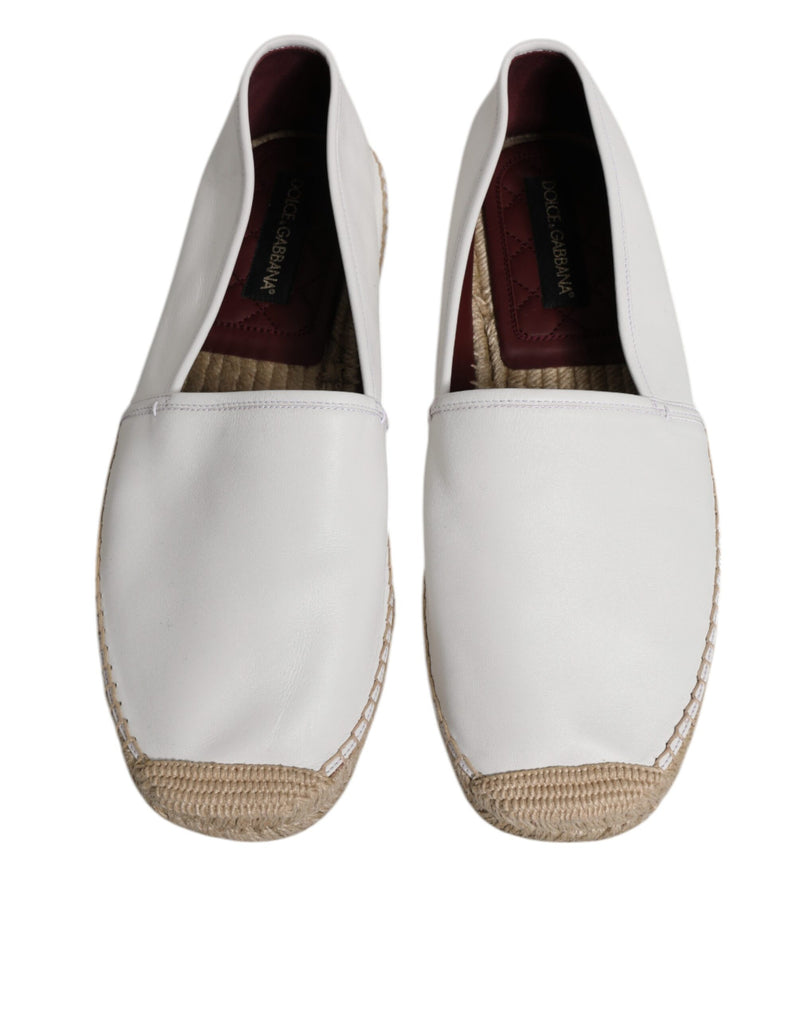 Dolce & Gabbana White Calfskin Leather Men Espadrilles Men's Shoes