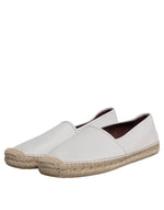 Dolce & Gabbana White Calfskin Leather Men Espadrilles Men's Shoes